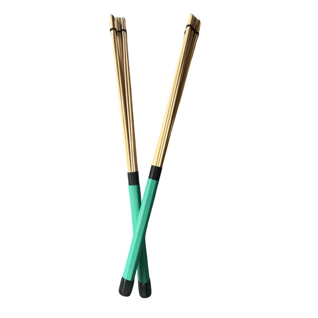 2 Pieces Bamboo Drum Stick Rods Brushes for Acoustic Performance Small Venue Green