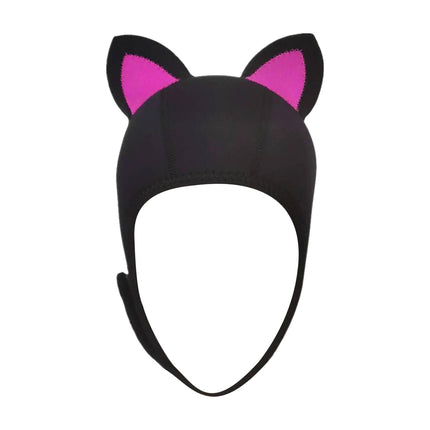 Cat Ears Diving Hood 3mm Neoprene Diving Wetsuit Hood Cute for Sailing Kayak Black Rose Red