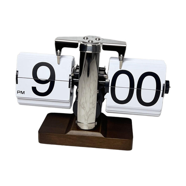 Auto Pager Turning Clock Retro Flip Digital Clock for Living Room Hotel Desk white
