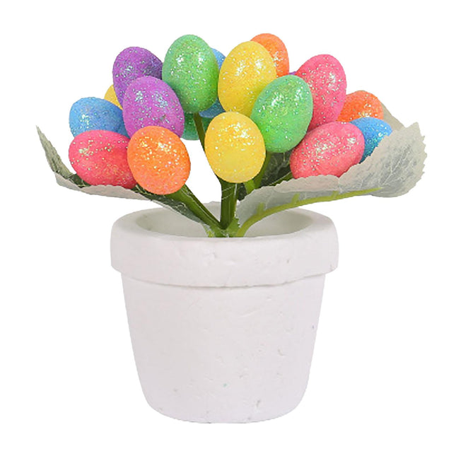 Artificial Easter Eggs Potted Easter Egg Flower Pot for Rooms Indoor Festivals Glitter