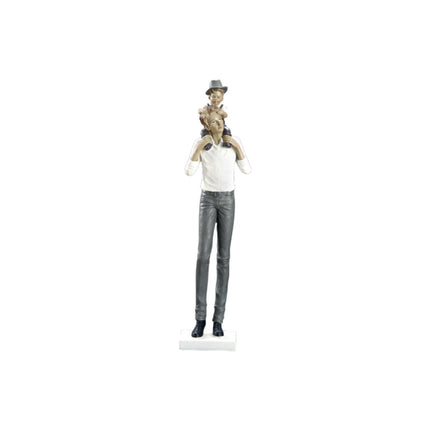 Family Sculpture Holiday Gift Centerpiece Resin Statue for Office Shelf Desk 9.5x7x38cm father and kid