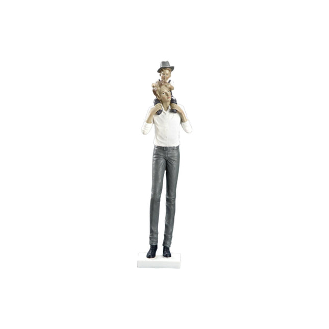 Family Sculpture Holiday Gift Centerpiece Resin Statue for Office Shelf Desk 9.5x7x38cm father and kid