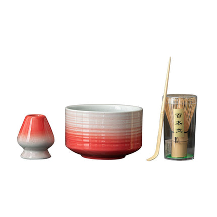 Crofta Japanese Matcha Tea Set Matcha Green Tea Bowl Japanese Ceremonial Matcha Kit Red White
