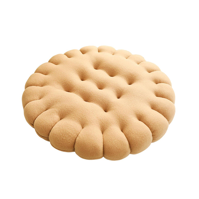 Biscuit Shape Cushion Decorative Soft Floor Cushion for Gift Living Room Bar Round Beige