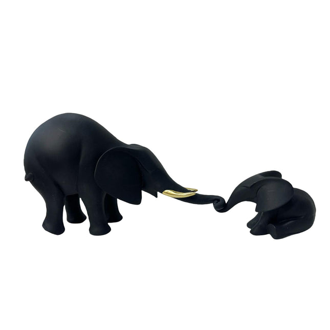 Mother and Kid Elephant Figurine Sculpture for Household Kitchen Dining Cute Style D