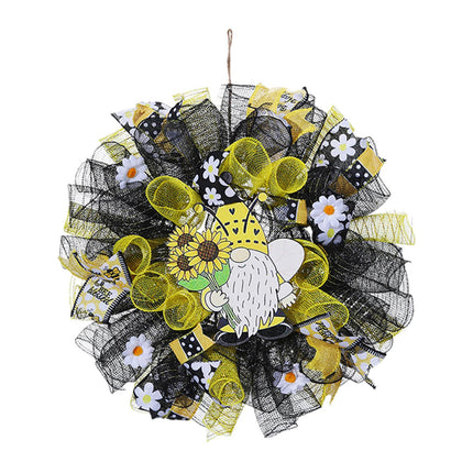 42cm Artificial Bee Theme Flower Wreath Handmade for Outside Farmhouse Decor Single Hand Holding