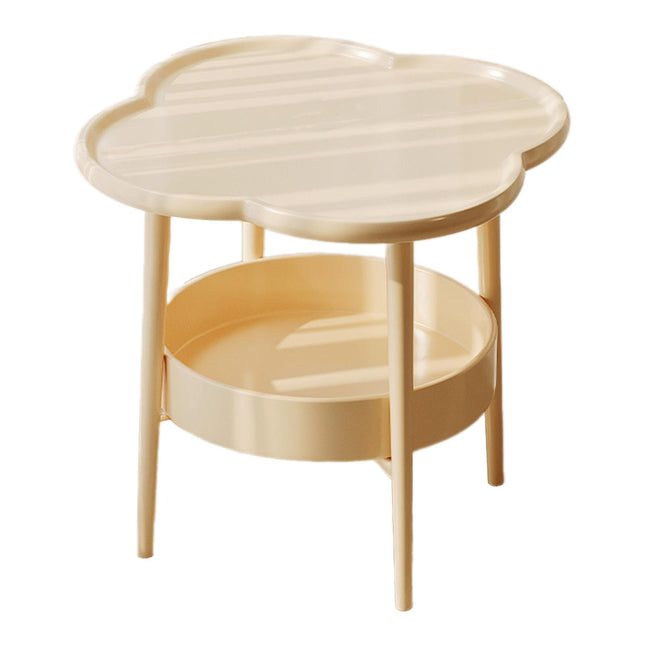 2 Tier Side Table Furniture Simple Organizer Sofa Table for Bed Couch Office light yellow