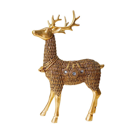 Resin Deer Statues Creative Reindeer Figurines for Table Bookcase Decoration gold standing