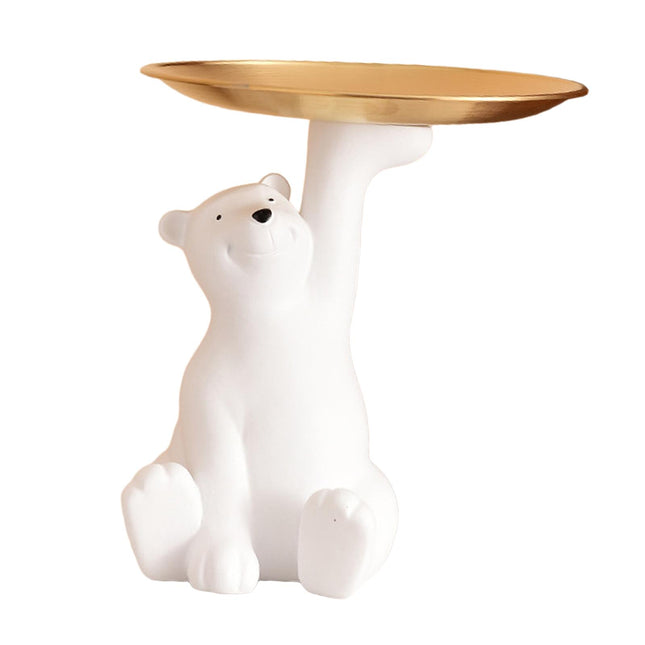 Polar Bear Statue Storage Box Jewelry Trinket Tray Desk Dish Animal Figurine