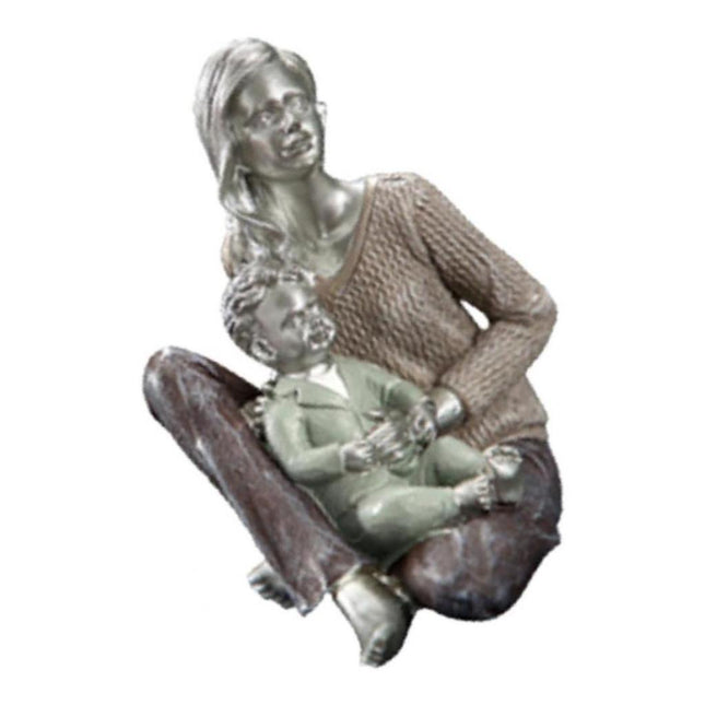 Family Sculpture Holiday Gift Centerpiece Resin Statue for Office Shelf Desk 12x10x14cm mother and kid
