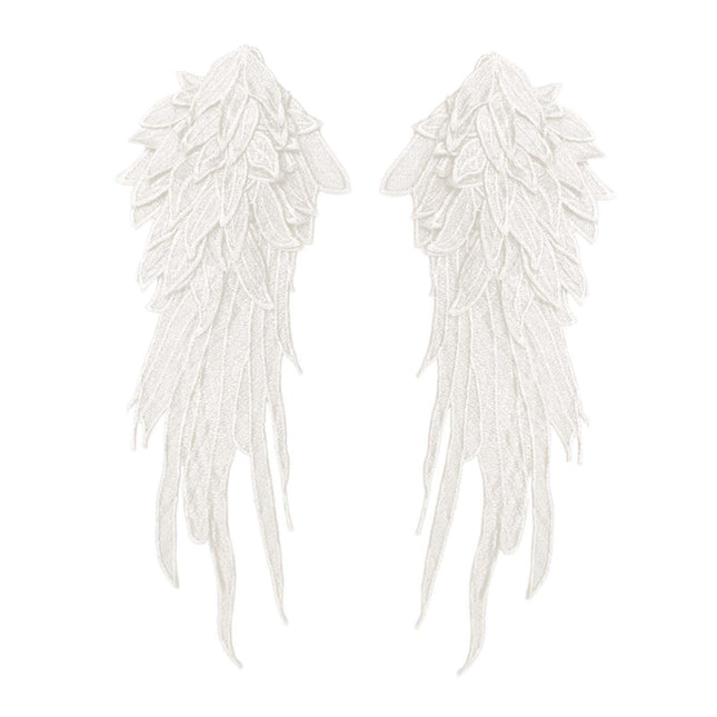 Crofta 2x Angel Wings Appliques DIY Embroidered Appliques Decal for Prom Dress Coat White
