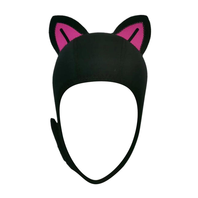 Cat Ears Diving Hood 3mm Neoprene Diving Wetsuit Hood Cute for Sailing Kayak Black Rose Red Line