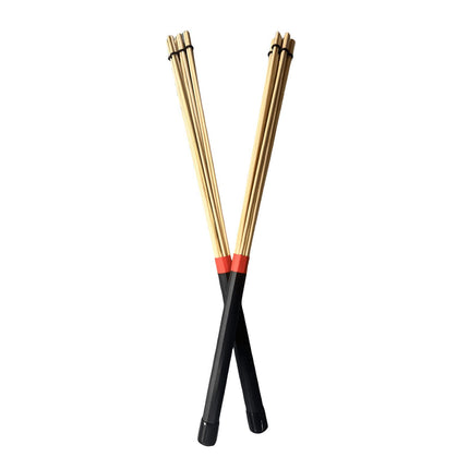 2 Pieces Bamboo Drum Stick Rods Brushes for Acoustic Performance Small Venue Black