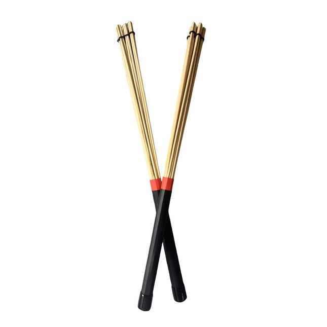 2 Pieces Bamboo Drum Stick Rods Brushes for Acoustic Performance Small Venue Black