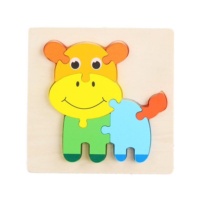 Crofta Animal Puzzle Jigsaw Building Blocks Shape Puzzle Animal Game Toy Gifts calf