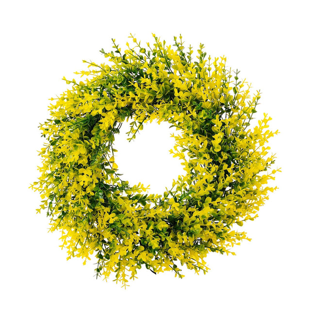 35cm Artificial Yellow Eucalyptus Leaves Wreath Lifelike for Home Door Decor
