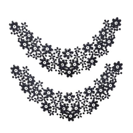 Crofta Lace Collar Applique Sew on DIY Embroidery Applique for Dancing Bridal Dress Black