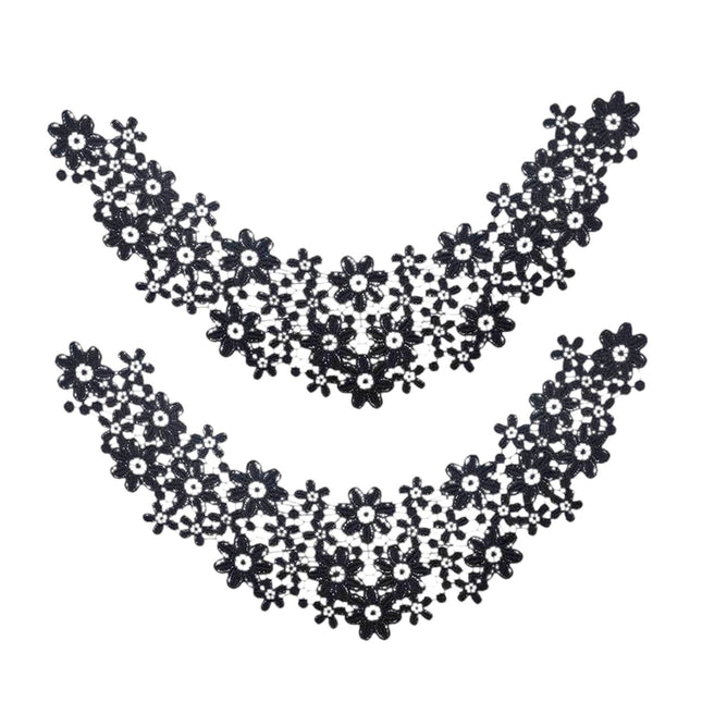 Crofta Lace Collar Applique Sew on DIY Embroidery Applique for Dancing Bridal Dress Black