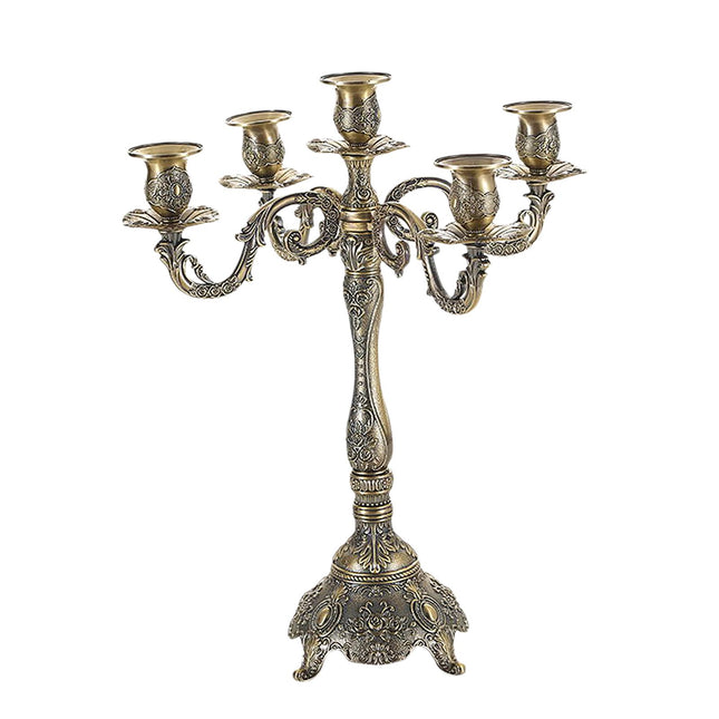 Metal Candlestick Gifts Pillar Candle Holder for Fireplace Banquet Christmas 5 Heads