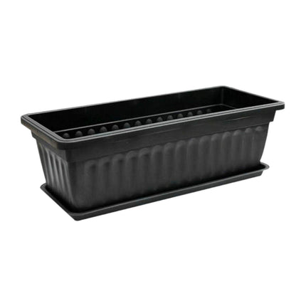 Crofta Window Box Planter 17 inch Flower Box Pot for Windowsill Indoor Outdoor Yard black