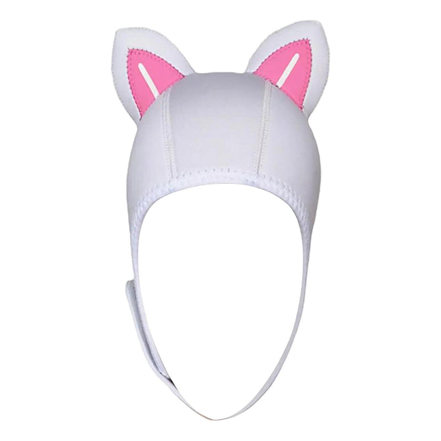 Cat Ears Diving Hood 3mm Neoprene Diving Wetsuit Hood Cute for Sailing Kayak White Pink WhiteLine