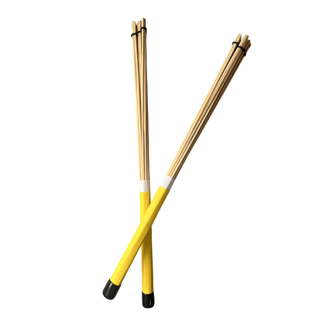 2 Pieces Bamboo Drum Stick Rods Brushes for Acoustic Performance Small Venue Yellow