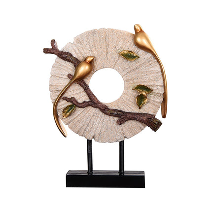 Blessing Birds Sculpture Artwork Desktop Ornament for Entryway Table Cabinet white