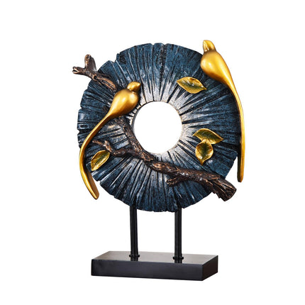 Blessing Birds Sculpture Artwork Desktop Ornament for Entryway Table Cabinet blue