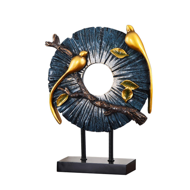 Blessing Birds Sculpture Artwork Desktop Ornament for Entryway Table Cabinet blue