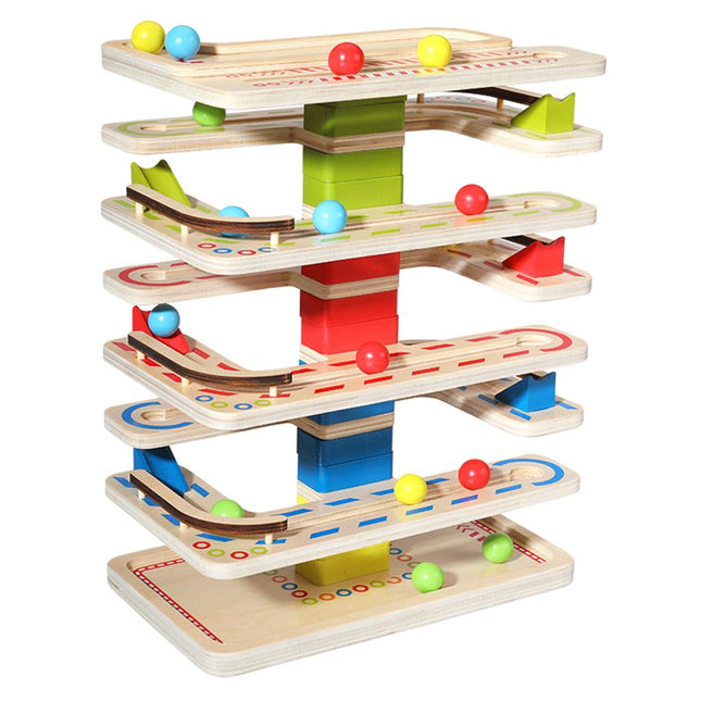 7 Layers Ramp Racer Click Clack Ball Race Track Wooden Toy Kids Intellectual