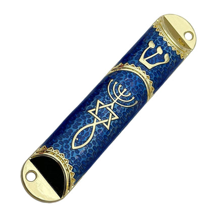 4.1inch Jewish Mezuzah Case Cover Door Ornament for Welcoming and Protection Blue
