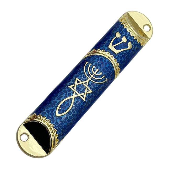 4.1inch Jewish Mezuzah Case Cover Door Ornament for Welcoming and Protection Blue