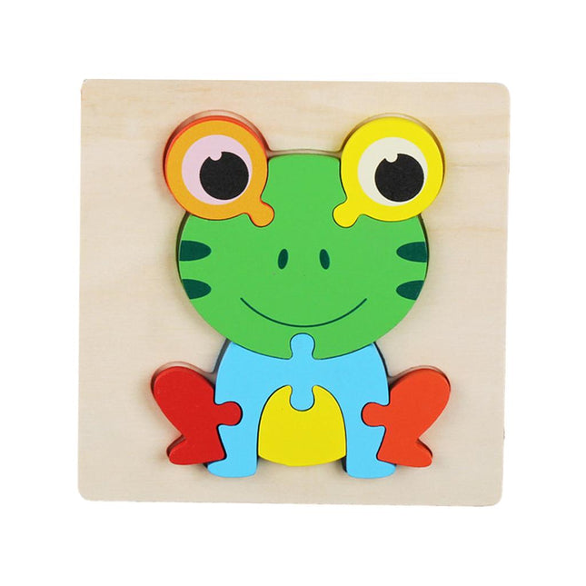 Crofta Animal Puzzle Jigsaw Building Blocks Shape Puzzle Animal Game Toy Gifts frog