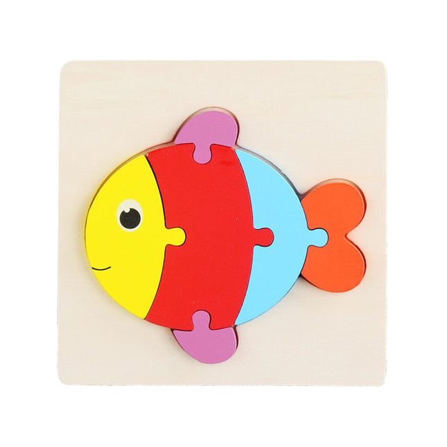 Crofta Animal Puzzle Jigsaw Building Blocks Shape Puzzle Animal Game Toy Gifts fish