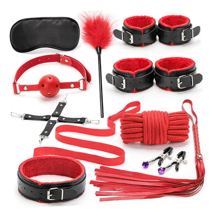 10x Bondage Restraints Kits Blindfold PU Leather Ankle Cuffs Set Accessories