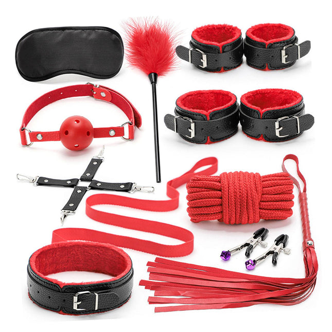 10x Bondage Restraints Kits Blindfold PU Leather Ankle Cuffs Set Accessories