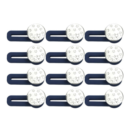Crofta 12x Waist Extender No Sewing Women Practical Metal Button Extender for Jeans Silver Star Pattern