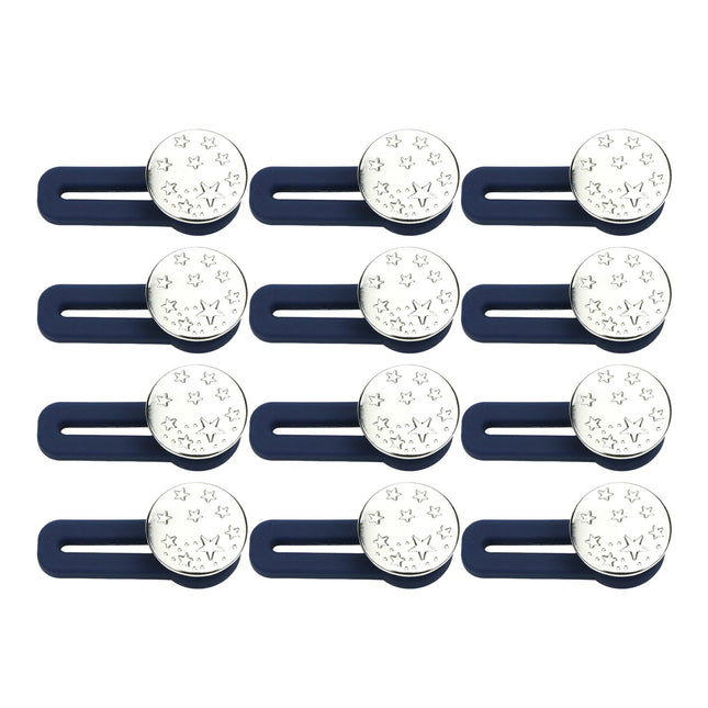 Crofta 12x Waist Extender No Sewing Women Practical Metal Button Extender for Jeans Silver Star Pattern