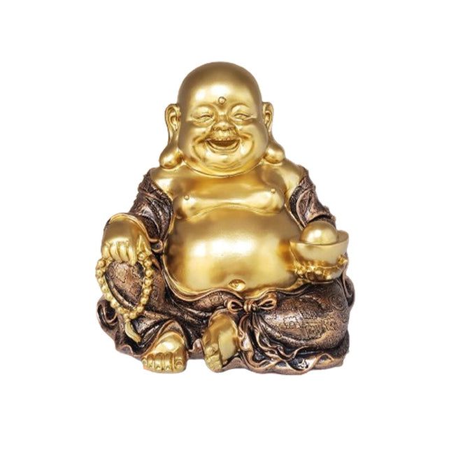 Maitreya Buddha Sculpture Gold Figurines for Fireplace Dining Room Bookshelf