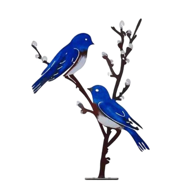 Metal Birds on Branch Birds Desktop Ornament for Indoor Tabletop Dining Room Style A