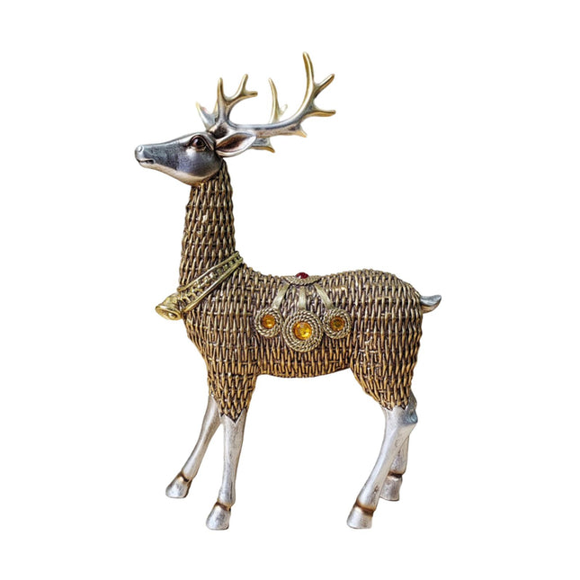Resin Deer Statues Creative Reindeer Figurines for Table Bookcase Decoration silver standing