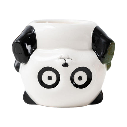 Crofta Animal Planter Flower Vase Shelf Farmhouse Display Office Pottery Plant Pot Panda 10x8.3x8.5cm
