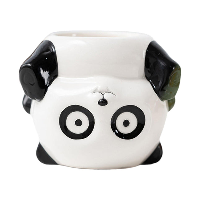 Crofta Animal Planter Flower Vase Shelf Farmhouse Display Office Pottery Plant Pot Panda 10x8.3x8.5cm
