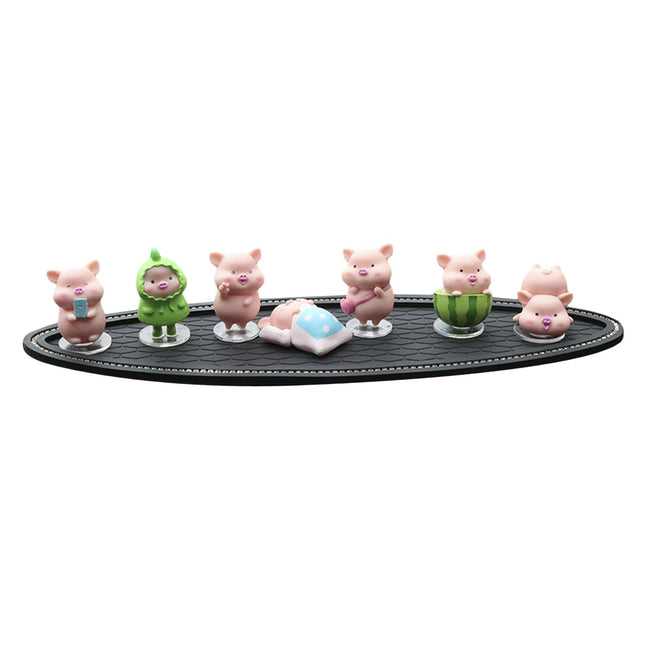 7Pcs Pig Figurines Car Dashboard Decoration for Bedroom Desktop Cabinet with Mat