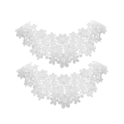 Crofta Lace Collar Applique Sew on DIY Embroidery Applique for Dancing Bridal Dress White