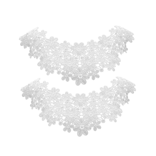 Crofta Lace Collar Applique Sew on DIY Embroidery Applique for Dancing Bridal Dress White